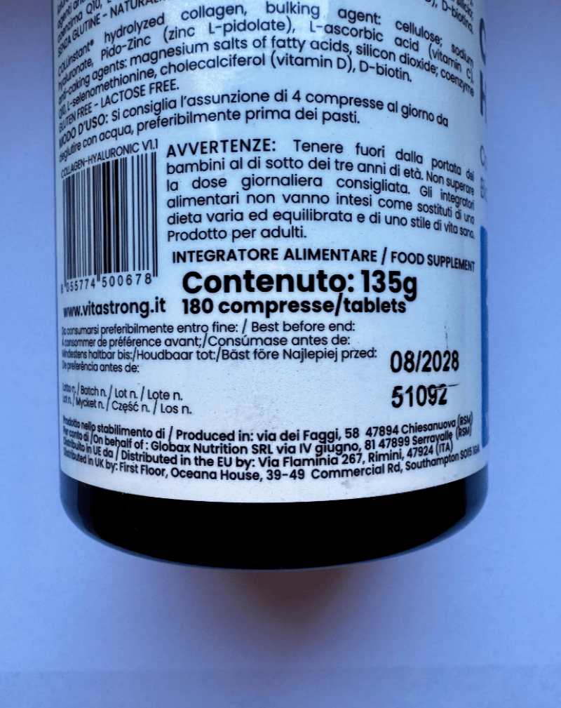 Collagen and Hyaluronic Acid 180 Tablets