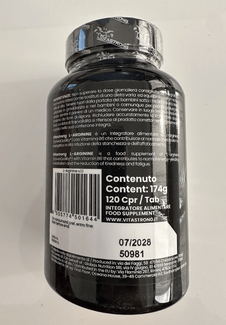 Vitasstrong L-Arginine 120 Tablets | Dietary Supplement with L-Arginine