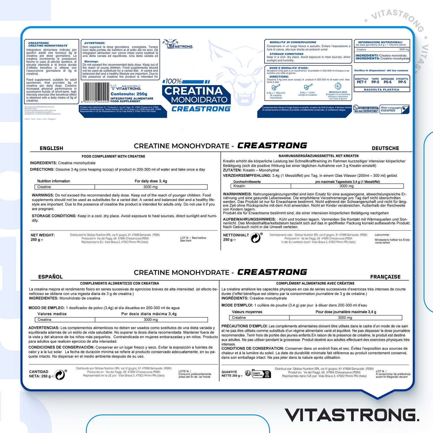 Creatine Monohydrate 3000mg CreaStrong Pure