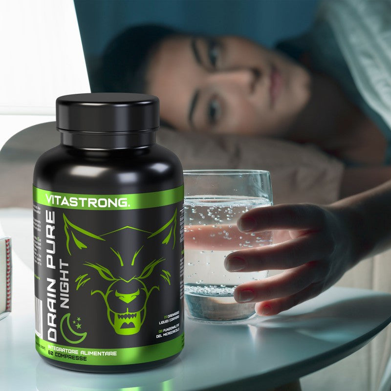 Drainpure Night Vitastrong Vegan Forte Drain, Leg And Body Drainage Supplement Made in Italy with Premium Quality Ingredients, Bromelain, Red Grape, Melilot, Quercetin, Eliminates Toxins And Fluids
