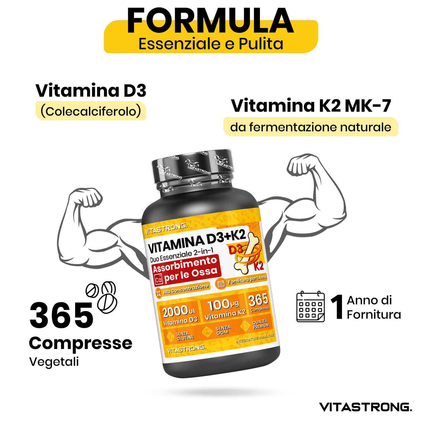 Vitamin D3 K2 Vitastrong 365 Tablets