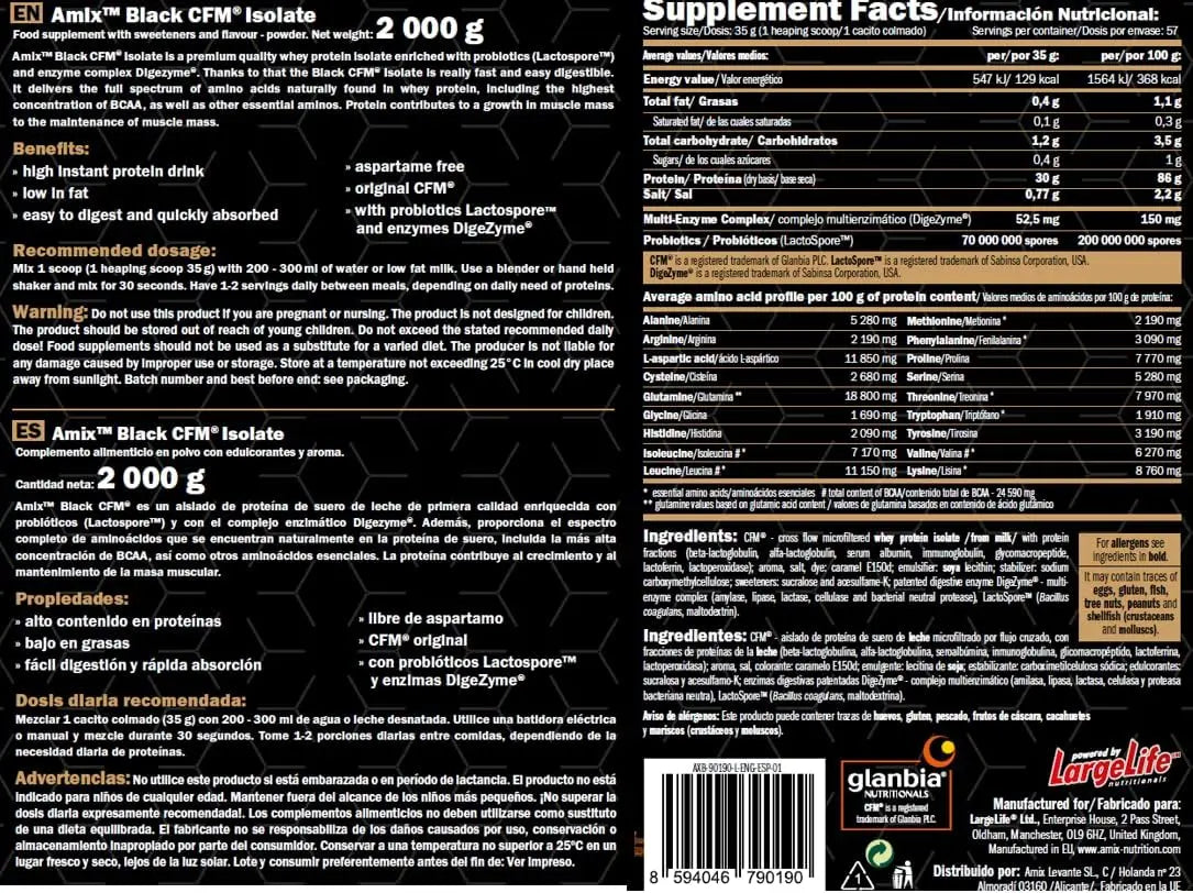 BLACK CFM ISOLATE 1KG - Amix