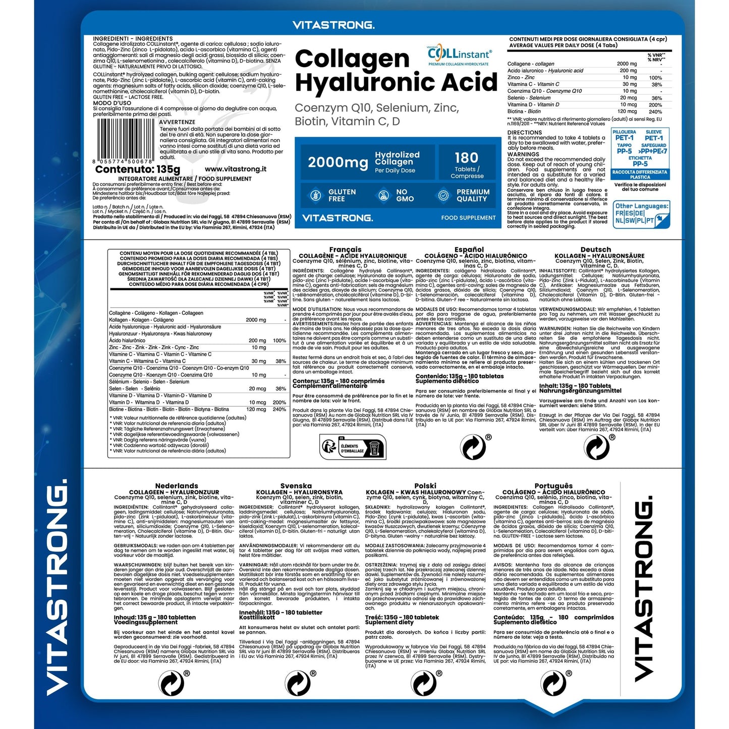 Collagen and Hyaluronic Acid 180 Tablets