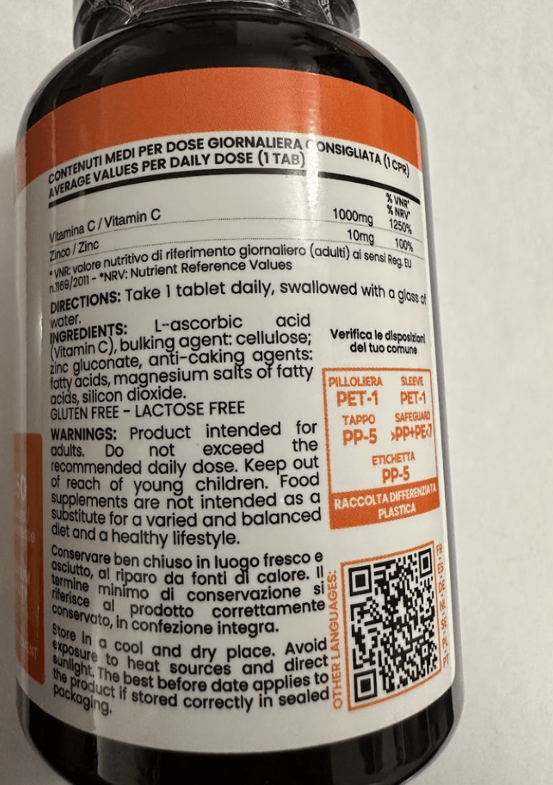 Vitamin C 1000Mg Zinc Vitastrong Vegan