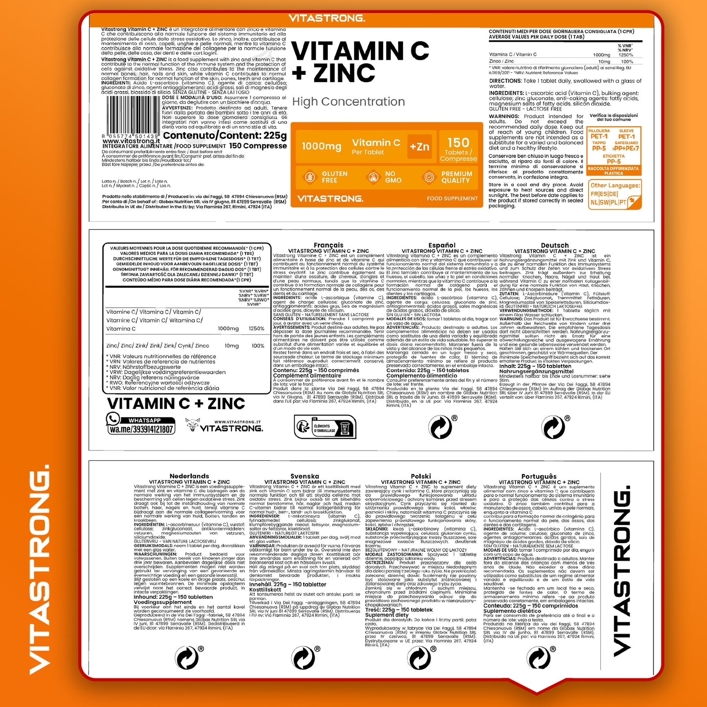 Vitamin C 1000Mg Zinc Vitastrong Vegan