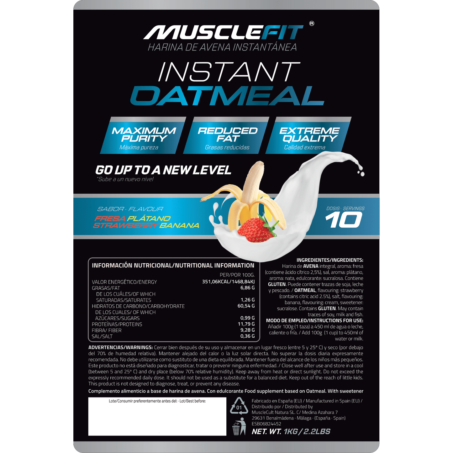 Harina de avena MuscleFit 1 KG